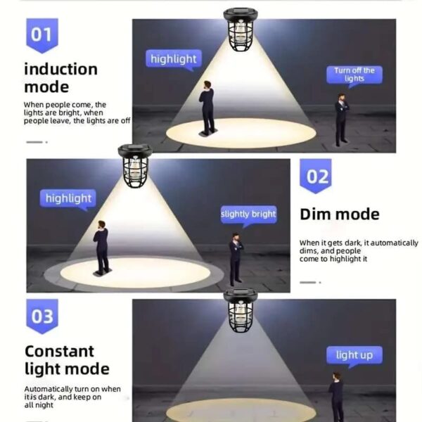 solar wall lights outdoor,solar camping lights with 3 lighting modes & motion sensor, waterproof led solar camping lantern lamp - Image 8