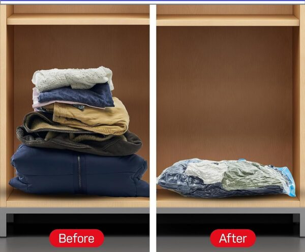 space saving storage vacuum bags for clothes, blankets, pillows, beddings / vacuum storage bag 5 bags 1 manual pump inside of packet - Image 4