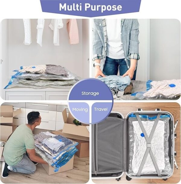 space saving storage vacuum bags for clothes, blankets, pillows, beddings / vacuum storage bag 5 bags 1 manual pump inside of packet - Image 2