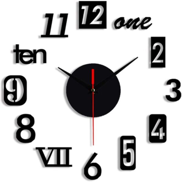 diy wall clock - 3d wooden wall clock decor,wall sticker clock home decor - Image 4