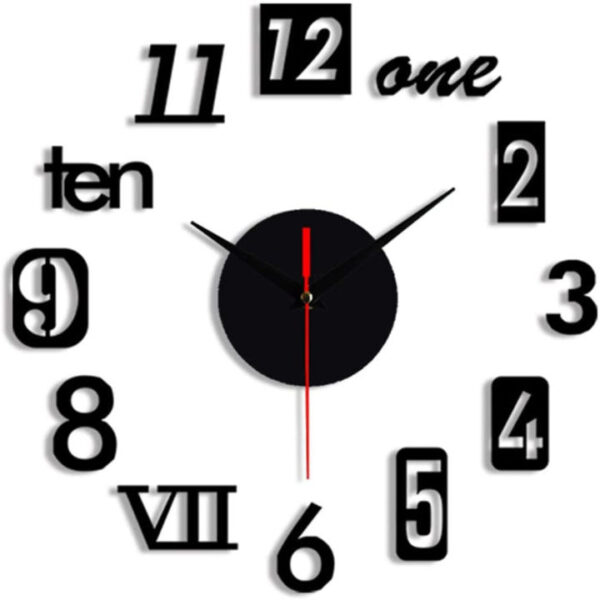 diy wall clock - 3d wooden wall clock decor,wall sticker clock home decor - Image 5