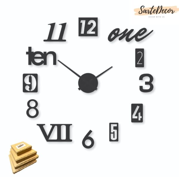 diy wall clock - 3d wooden wall clock decor,wall sticker clock home decor - Image 6