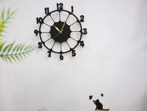 retro design 3d wooden wall clock for living room retro decor wall clock - Image 2