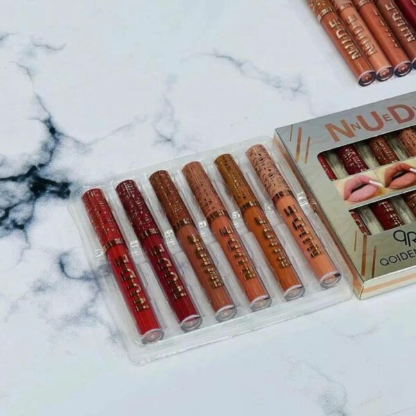 pack of 6 nude high pigment matte lipgloss soft & matte texture hydrating lipgloss (random color) - Image 4