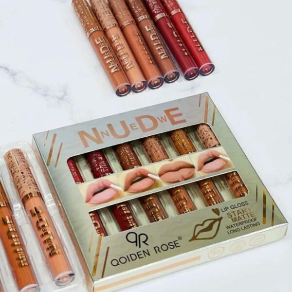 pack of 6 nude high pigment matte lipgloss soft & matte texture hydrating lipgloss (random color)