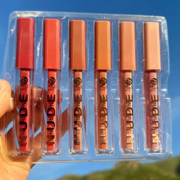 pack of 6 nude look high pigment matte lipgloss long lasting soft & smooth lipgloss (random color) - Image 3