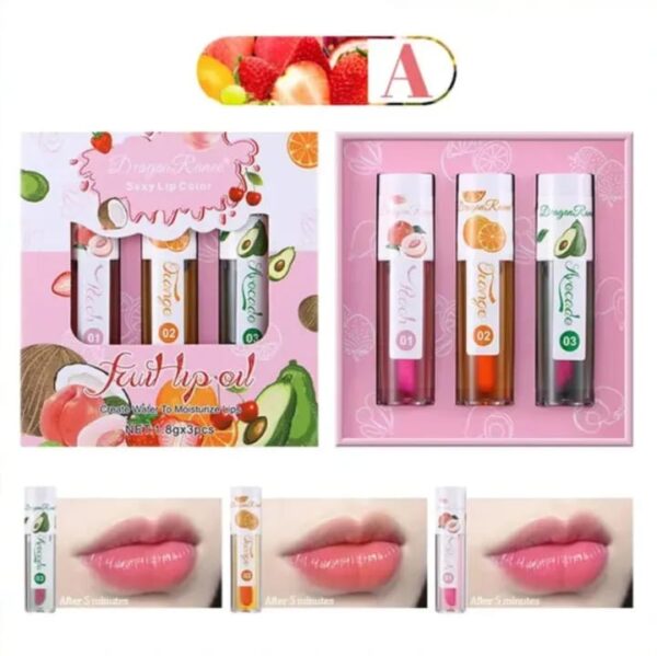 3 pcs dragon ranee natural moisturizing & long lasting lip oil lip care oil natural moisturizing & nourishing lip balm set - Image 3