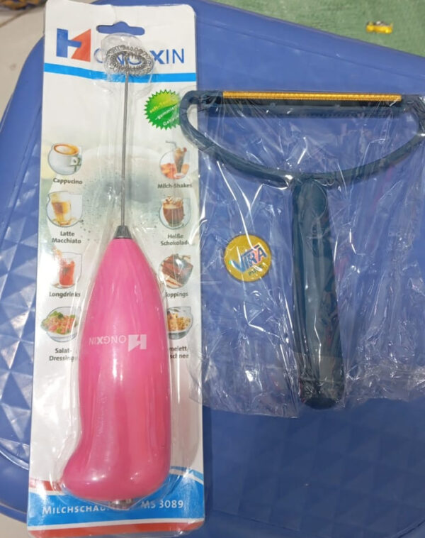 combo deal  pack of 2 lint remover and electric egg beater milk drink coffee (random color) - Image 2