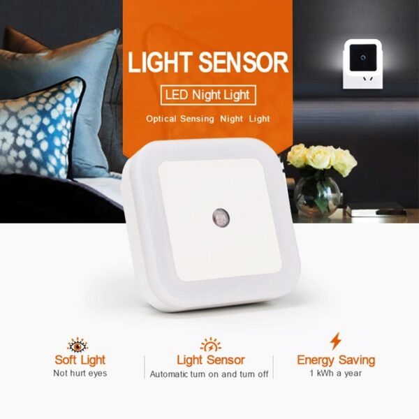 light sensor led night light smart night lamp with automatic sensor energy-efficient night light for bedroom, living room, and bathroom, ideal for decor (white light) - Image 6