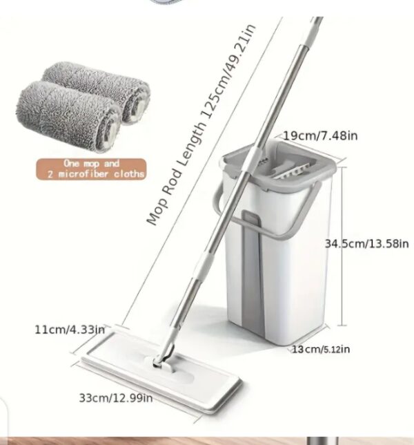 mop floor squeeze mop with bucket – hardwood & wood floor rotary scrubbing mop for easy household cleaning ( random color ) without box - Image 7