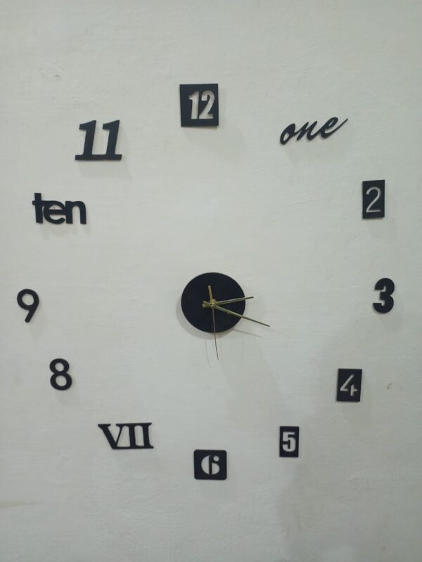 diy wall clock - 3d wooden wall clock decor,wall sticker clock home decor - Image 3