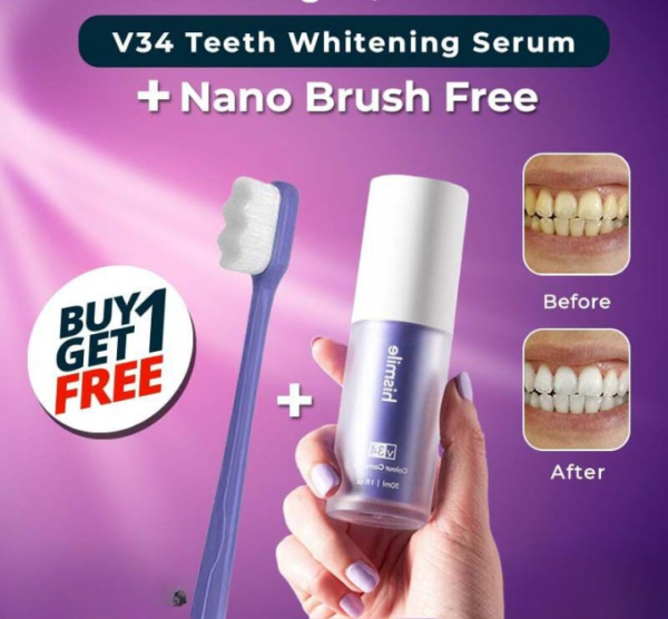 new deal teeth brightening hismiles v34 colour corrector serum + micro nano tooth brush for sensitive gums toothbrush