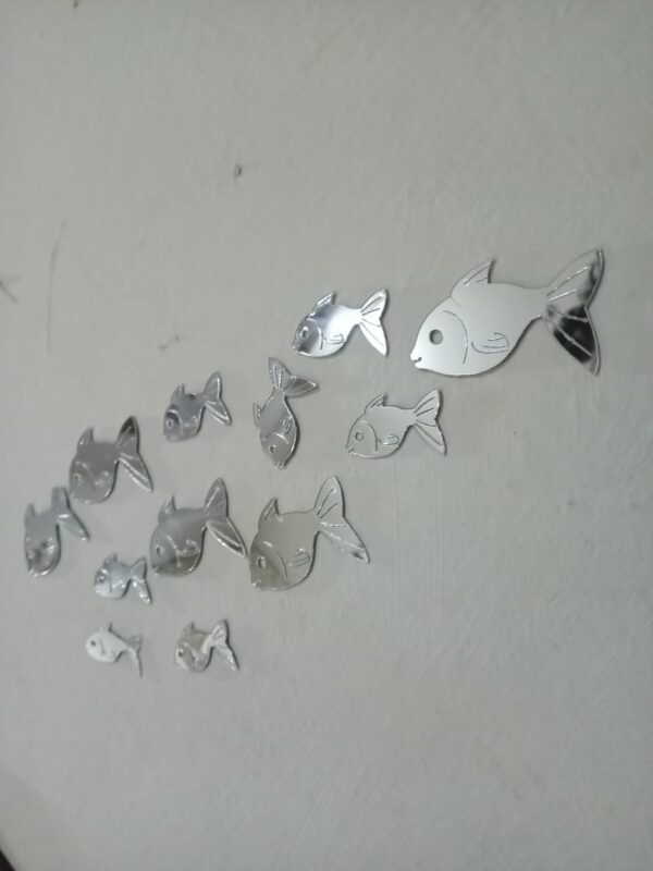 30 pcs  acrylic fishes mirror wall art decor fishes mirror stickers decals for kids girls bedroom bathroom playroom silver - Image 5