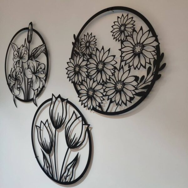 (3 pcs set )3d floral abstract wooden wall art & home decoration /  item home décor home room & wall decor wall art - Image 2