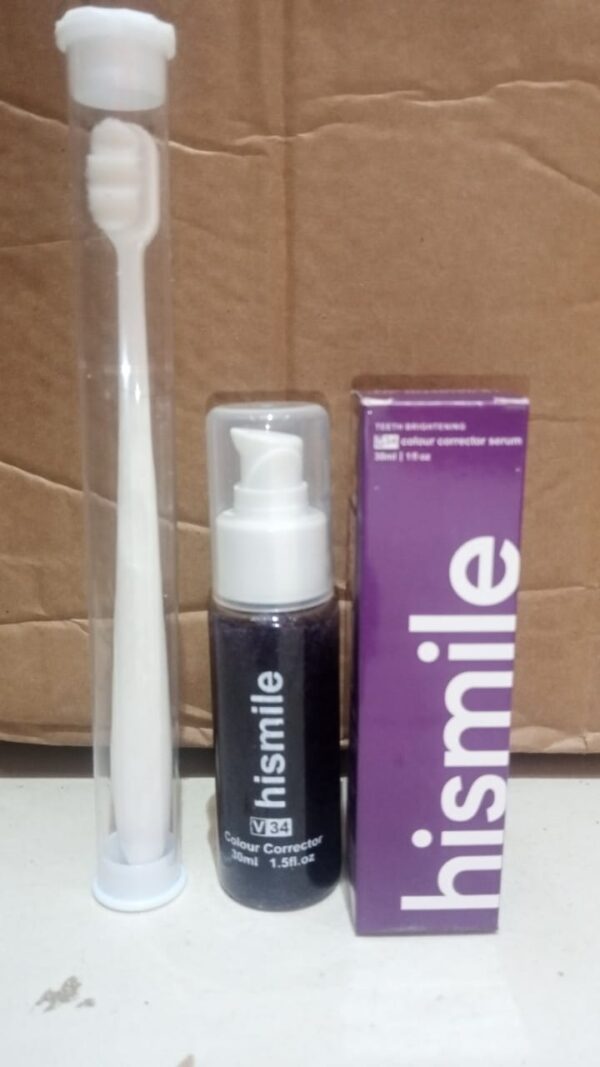 new deal teeth brightening hismiles v34 colour corrector serum + micro nano tooth brush for sensitive gums toothbrush - Image 2