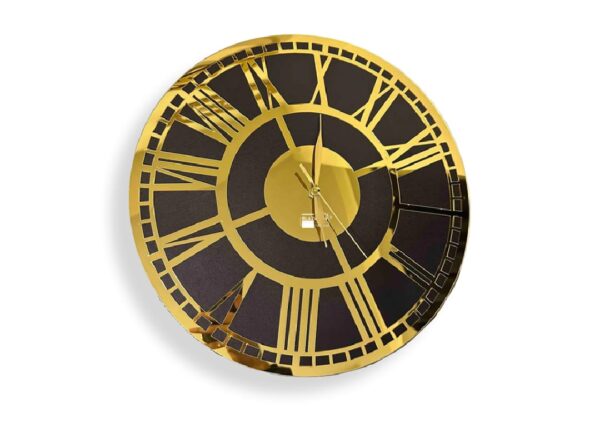roman numbers clock gold frame and black clock | wall decor | wall clock 3d acrylic wall clock - Image 7