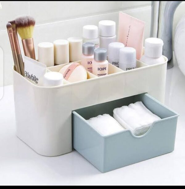 plastic makeup storage box with small drawer for bathroom, organizer drawers, makeup brush organizer space- saving space storage box(random color) - Image 3