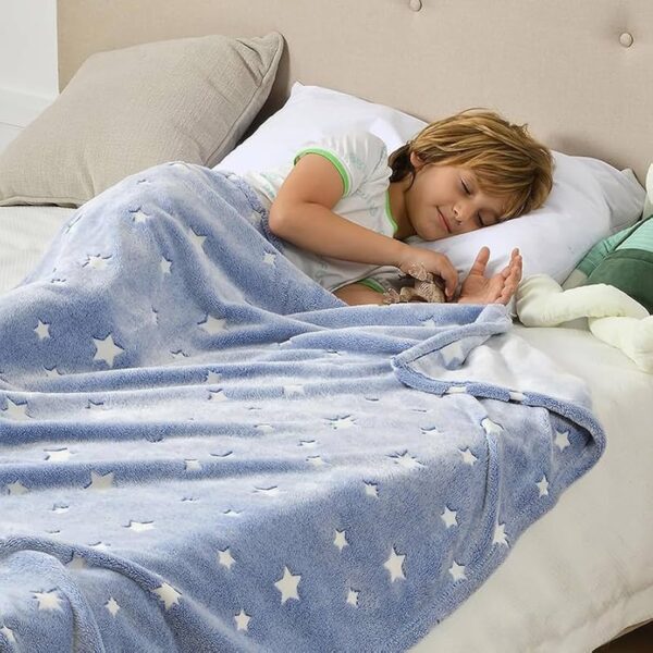glow in the dark stars blanket soft cozy blankets for bed couch sofa camping travel, (random design ) - Image 7