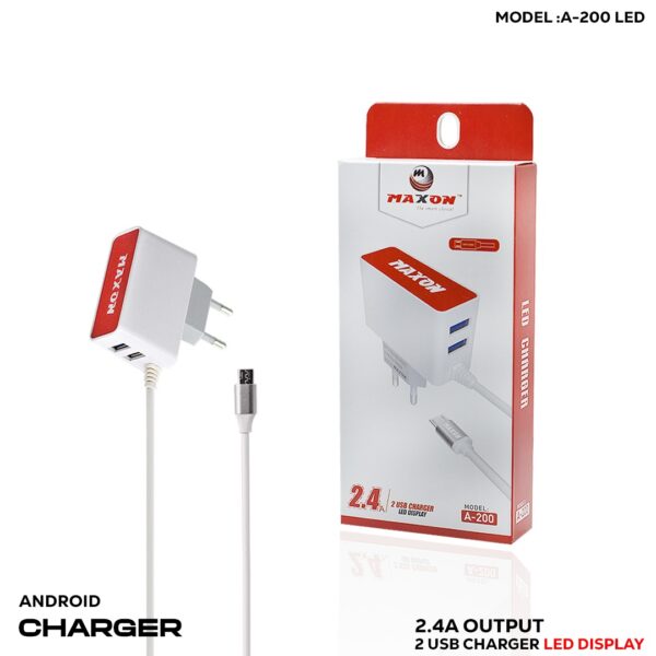a-200 led android charger 2.4 a output android led charger / 2usb charger,led display