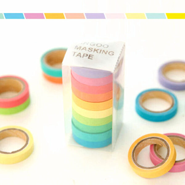 10 rolls chic washi tape colorful rainbow design removable decorative tape for diy stationery wrapping photo album (random color) - Image 3