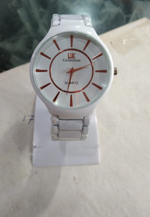 quartz stainless steel men’s formal chain strap white color watch (without box) - Image 5