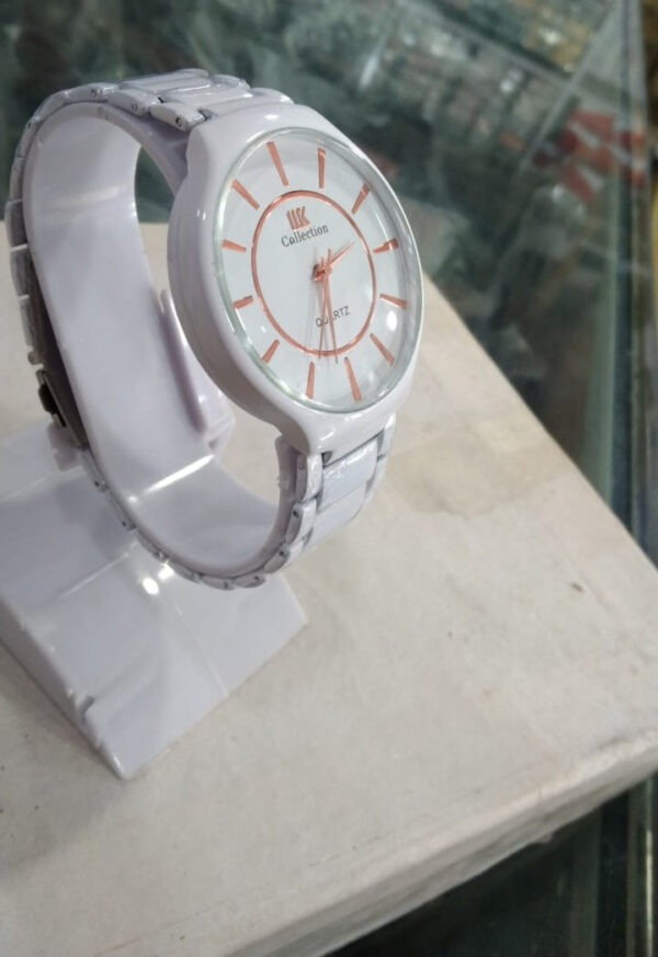 quartz stainless steel men’s formal chain strap white color watch (without box) - Image 2