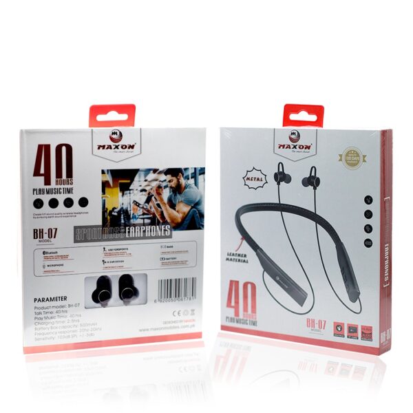 maxon bh-07 wireless neckband / 40 hours play time, 500 mah battery