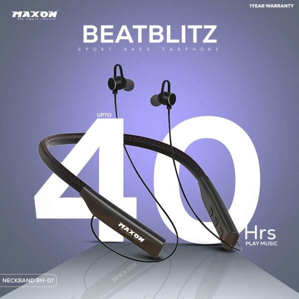maxon bh-07 wireless neckband / 40 hours play time, 500 mah battery - Image 3