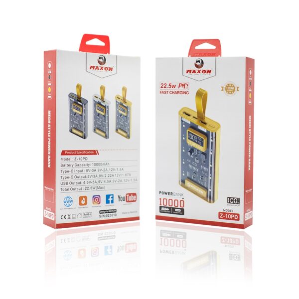 maxon z-10pd 10000mah 22.5w pd power bank (random color ) - Image 5