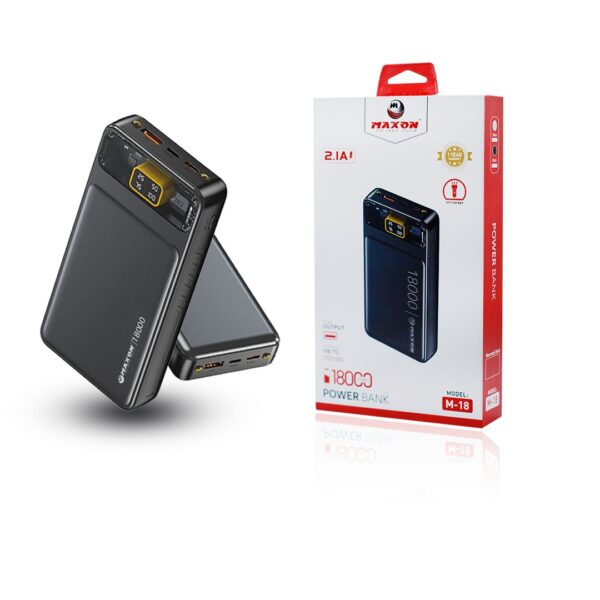 m-18 18000mah 2.1a power bank digital display,fast charging, (random color)