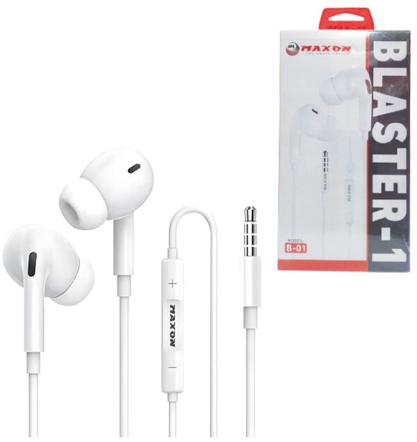 maxon b-01 blaster handsfree best quality handsfree, high stereo hd sound (left and right)
