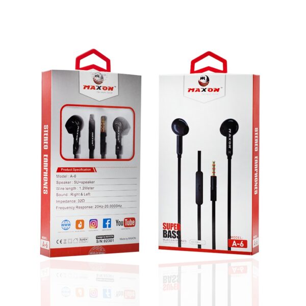 maxon" a-6 super bass handsfree ,high stereo,hd, 5u speaker,sound super bass - Image 2