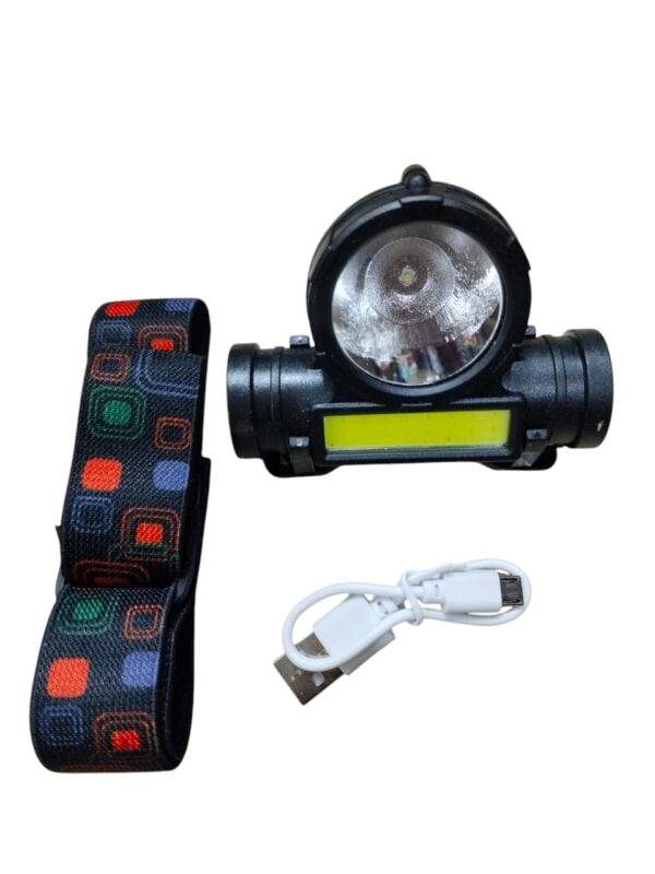 2 in 1 headlight torch lamp – 3w led+cob with built-in battery, waterproof & usb charge – model: 108 - Image 10