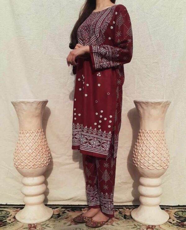 chunri print 2pc stitched suit printed dress shirt and trouser - Image 4