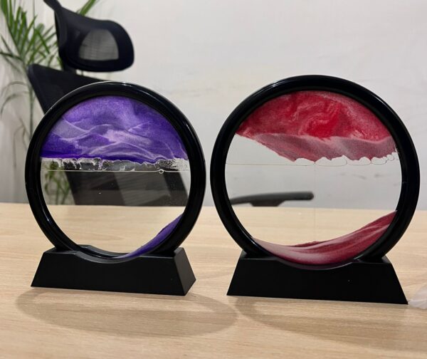 moving sand art 6 inches sandscape painting - sand clock  - hourglass sand timer - 3d moving sand mountain with metal stand - showpiece - home decoration - Image 4