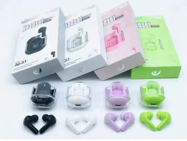 earbuds air 31 airpods wireless earbuds with crystal trasparent case with type-c charging | earbuds bluetooth 5.3 (without pouch) - Image 2