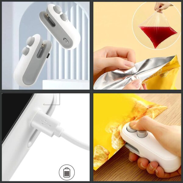 heat sealing machine 2 in 1 cutting and sealer usb rechargeable food sealer mini sealer for snack storage food sealer for chip bags, plastic bags, food storage, etc(random color) - Image 3