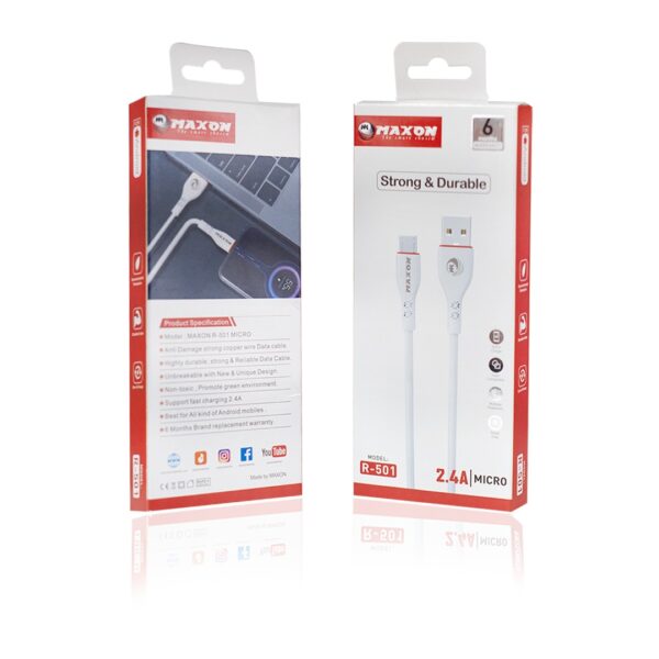 maxon r-501 type c 2.4a fast charging data cable