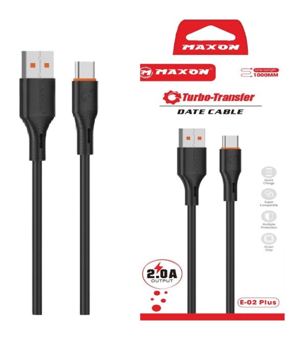 maxon e-02 plus type c 2.0a turbo transfer data cable / fast charging cable for type c