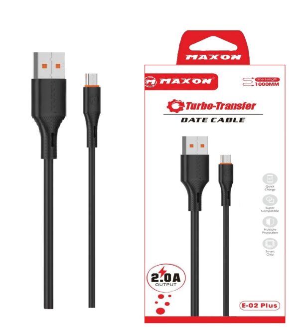 maxon e-02 plus micro 2.0a turbo transfer data cable / fast charging cable for android