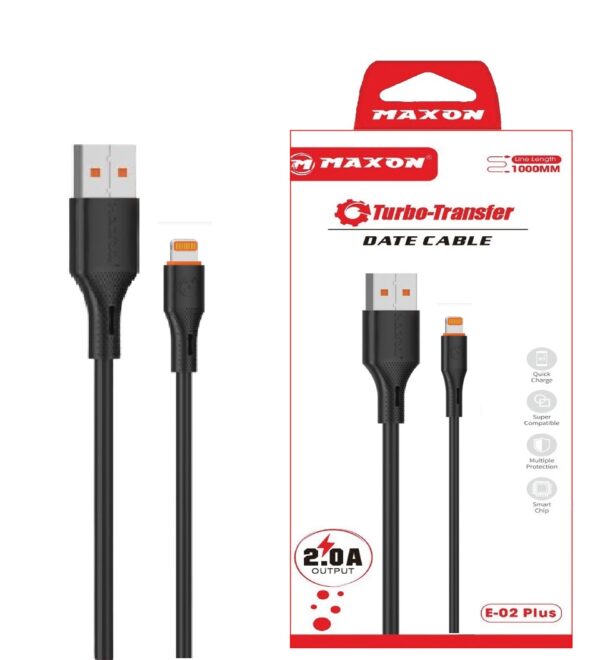 maxon e-02 plus ios 2.0a turbo transfer data cable / fast charging cable for all ios , i phones device
