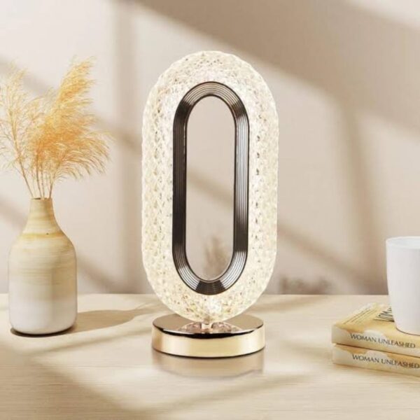 rechargeable luxury oval shaped crystal table lamp with 3 colors touch control | best quality table lamp - Image 5