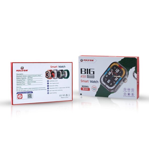 maxon m-01 2.01 infinite full hd display waterproof smart watch bluetooth calls 4 straps (random colors) - Image 9