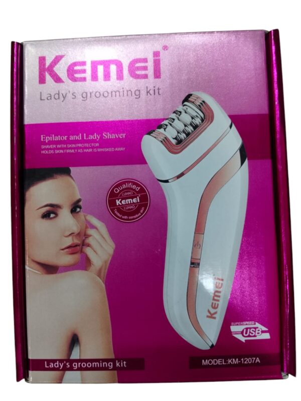 kemei km-1207a epilator with extra shaving head & scraping for women | chargeable kemei lady grooming kit ( random color ) - Image 2