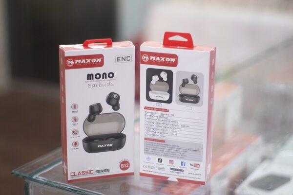 maxon b-12 mono earbuds environmental noise cancellation (enc) touch sensor (random color) - Image 7