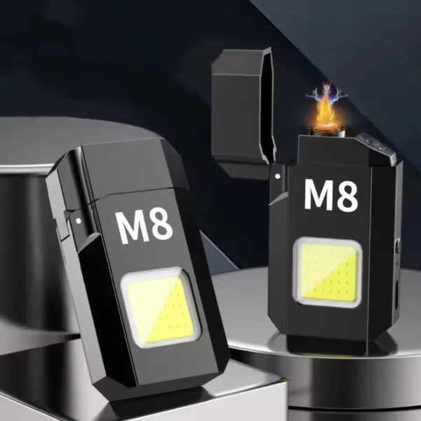 dh-001 cob led flashlight with lighters dual arc pulse flameless lighter type c rechargeable lighter work light mini light men's gift | dual arc pulse flameless lighter - Image 5