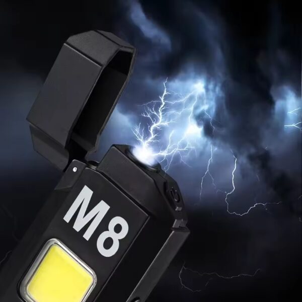 dh-001 cob led flashlight with lighters dual arc pulse flameless lighter type c rechargeable lighter work light mini light men's gift | dual arc pulse flameless lighter - Image 4
