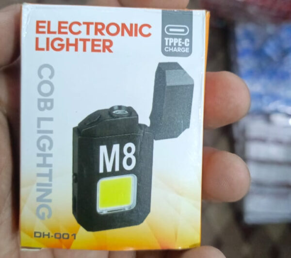 dh-001 cob led flashlight with lighters dual arc pulse flameless lighter type c rechargeable lighter work light mini light men's gift | dual arc pulse flameless lighter - Image 3