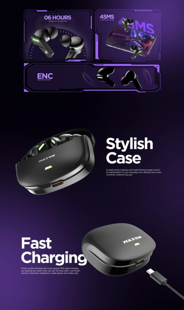 maxon b-101 sky stone earbuds noise cancellation (anc) bluetooth version: bt 5.4 - Image 10