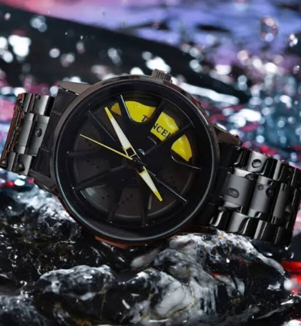 rotating wheel watch - stylish & unique timepiece car sport rim hub wheel wristwatch for mens (random color and random designs ) - Image 6